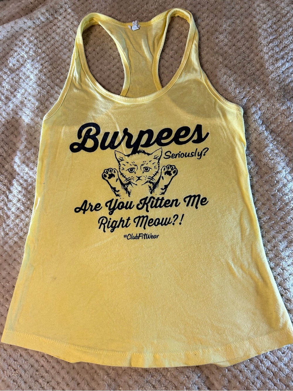 #ClubFitwear Racerback Yellow Tank Black Logo